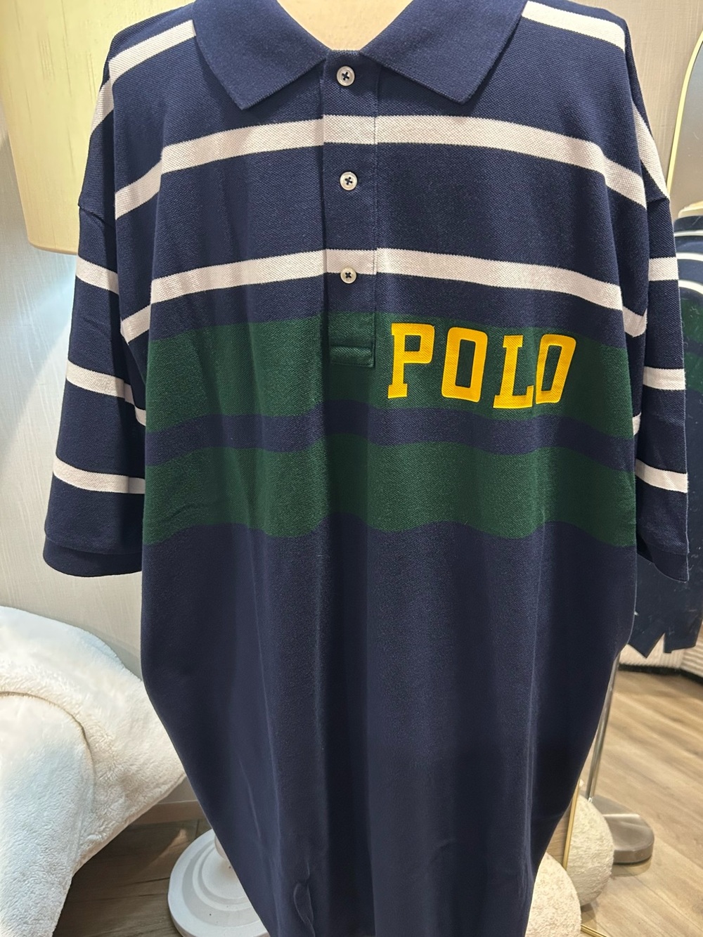 Polo Ralph Lauren Navy and Light Pink Striped Men's Sweater
